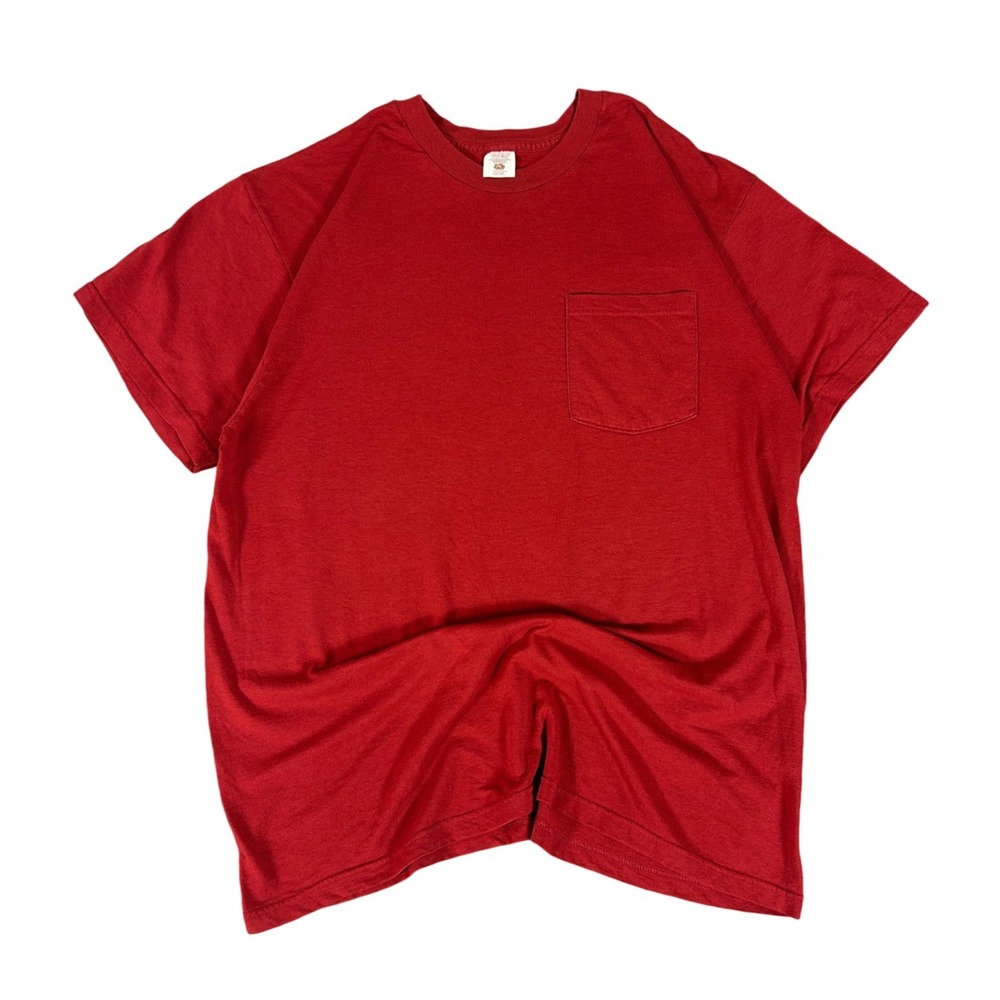 Fruit of the Loom Golden Blend Red Pocket T Shirt Adult Basic Crew Neck Tee‎ XL